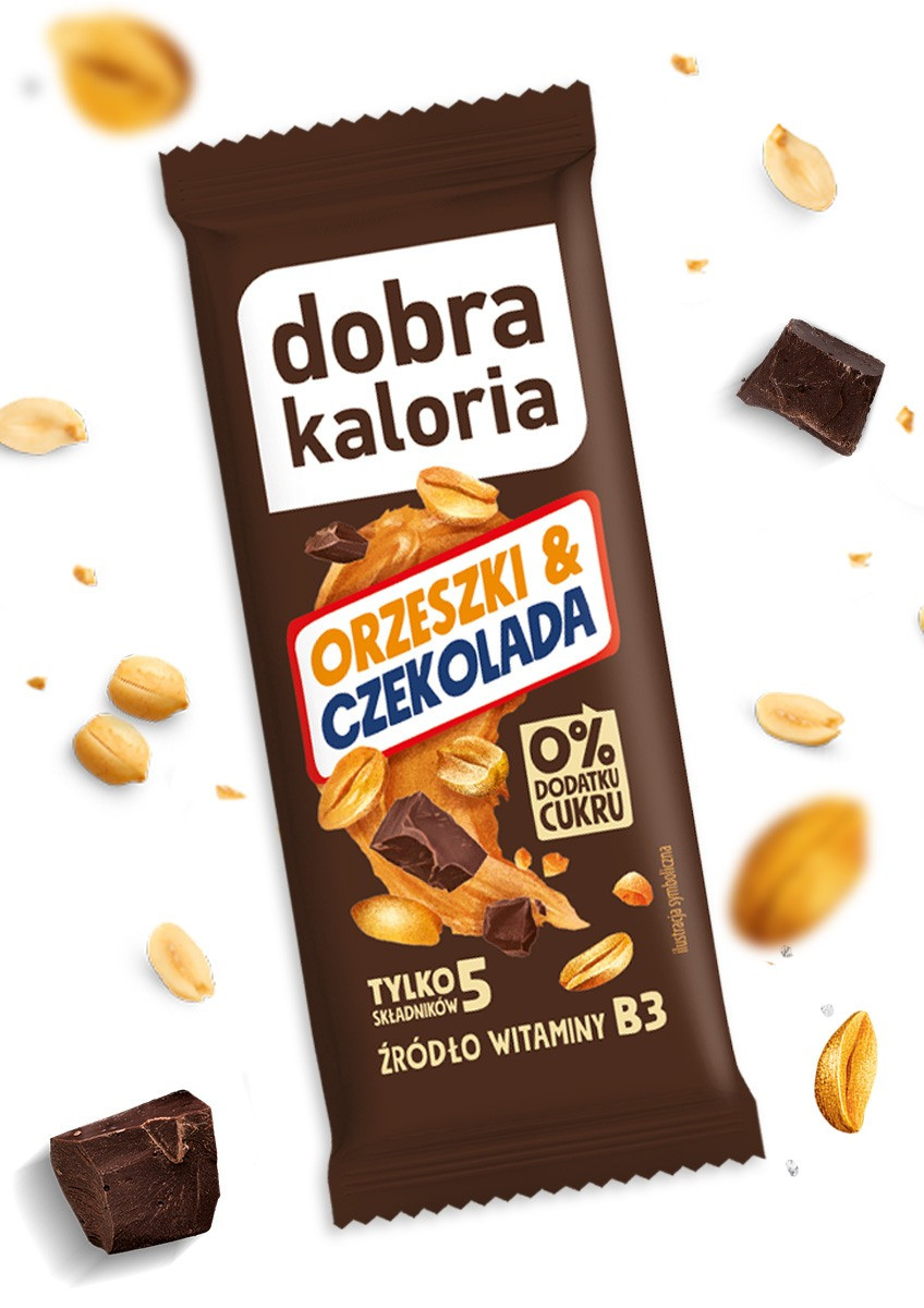 Batony o kultowych smakach - Baton orzeszki & czekolada - 35g - produkt dobrakaloria.pl 1