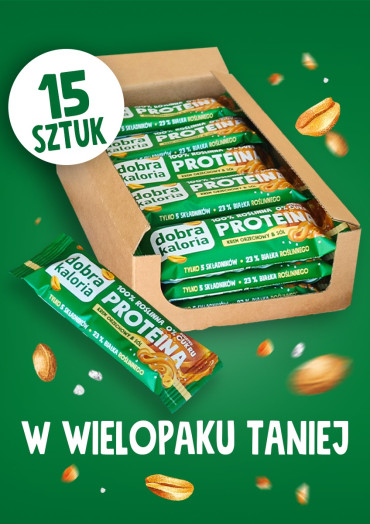 Baton proteinowy krem orzechowy & sól 15 x 45g