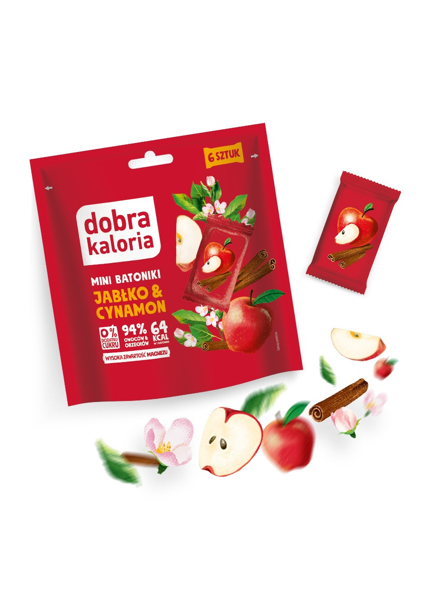 Zestawy - Zestaw jabłko & cynamon -7 paczek mini batoników x 108g - produkt dobrakaloria.pl 2