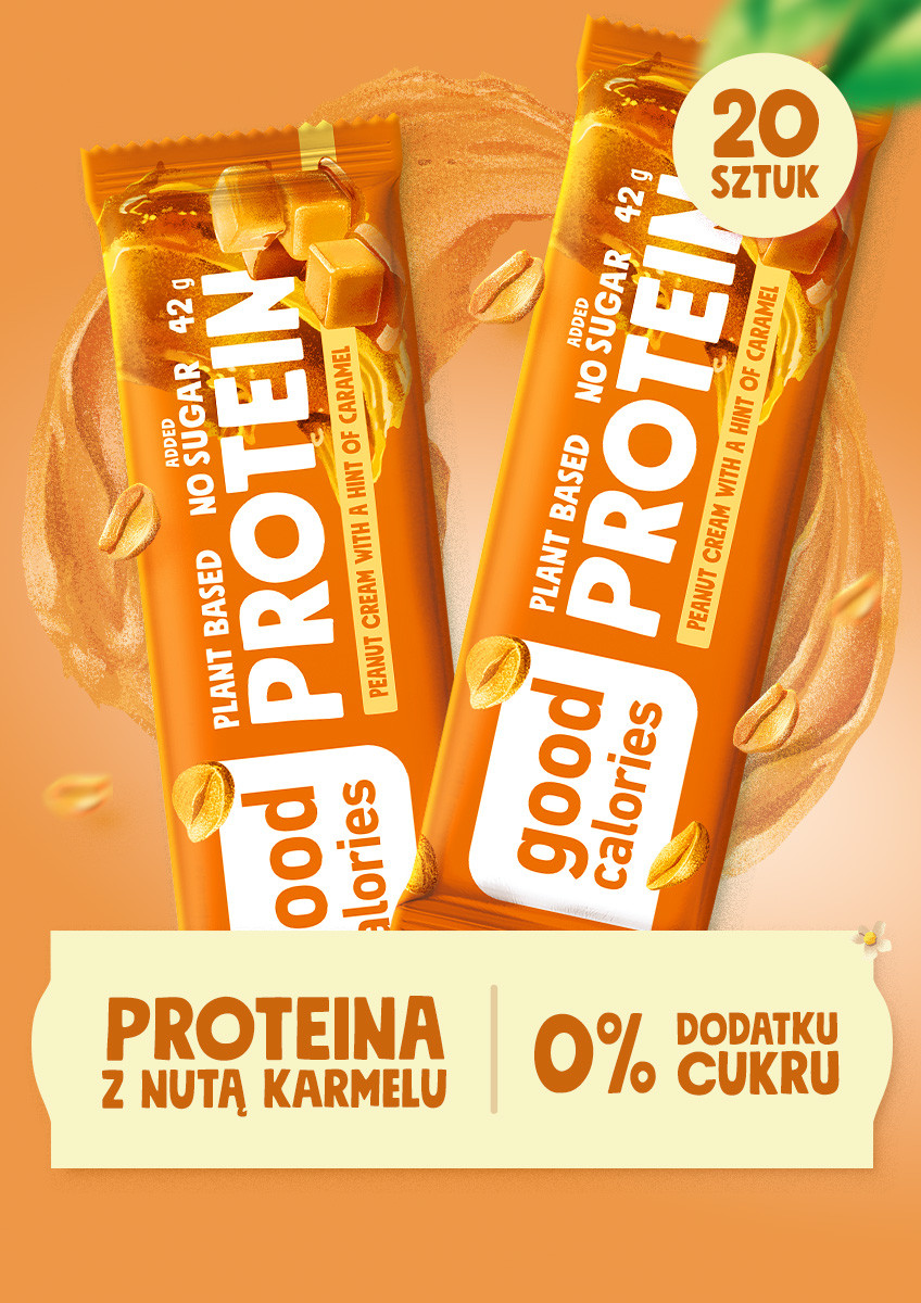Wszystkie produkty - 20 batonów - Proteina Krem orzechowy&karmel- Good Calories - produkt dobrakaloria.pl 1