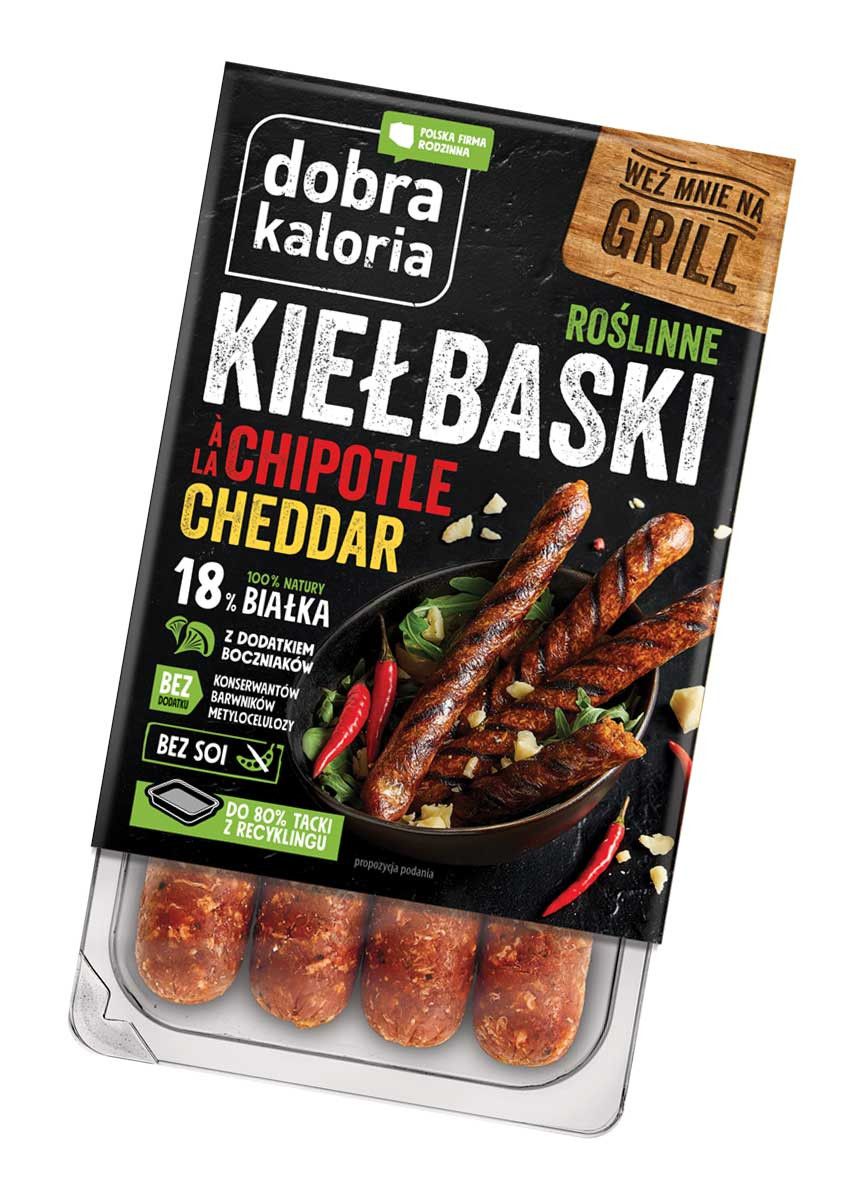 Kiełbaski i kaszanki - Roślinne kiełbaski à la chipotle cheddar - produkt dobrakaloria.pl 1