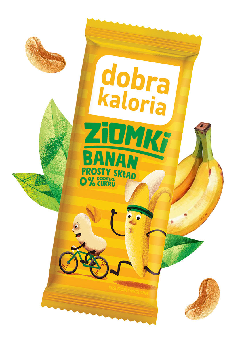 Batony z orzechami - Baton z orzechów nerkowca Ziomki Banan - 32g - produkt dobrakaloria.pl 1