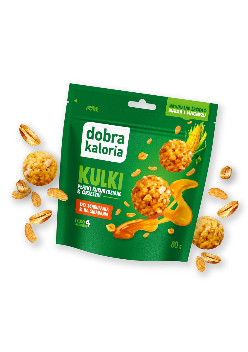 Kulki zbożowe - Kulki XL - płatki kukurydziane & orzeszki 80g - produkt dobrakaloria.pl 1