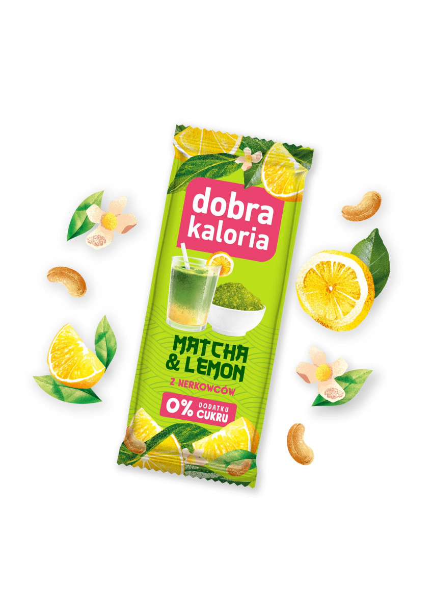Batony z nerkowców - Baton o smaku matcha & lemon 35 g - produkt dobrakaloria.pl 1