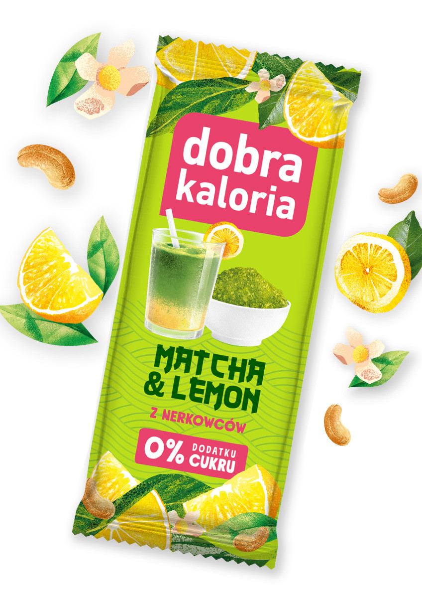 Batony z nerkowców - Baton o smaku matcha & lemon 35 g - produkt dobrakaloria.pl 1