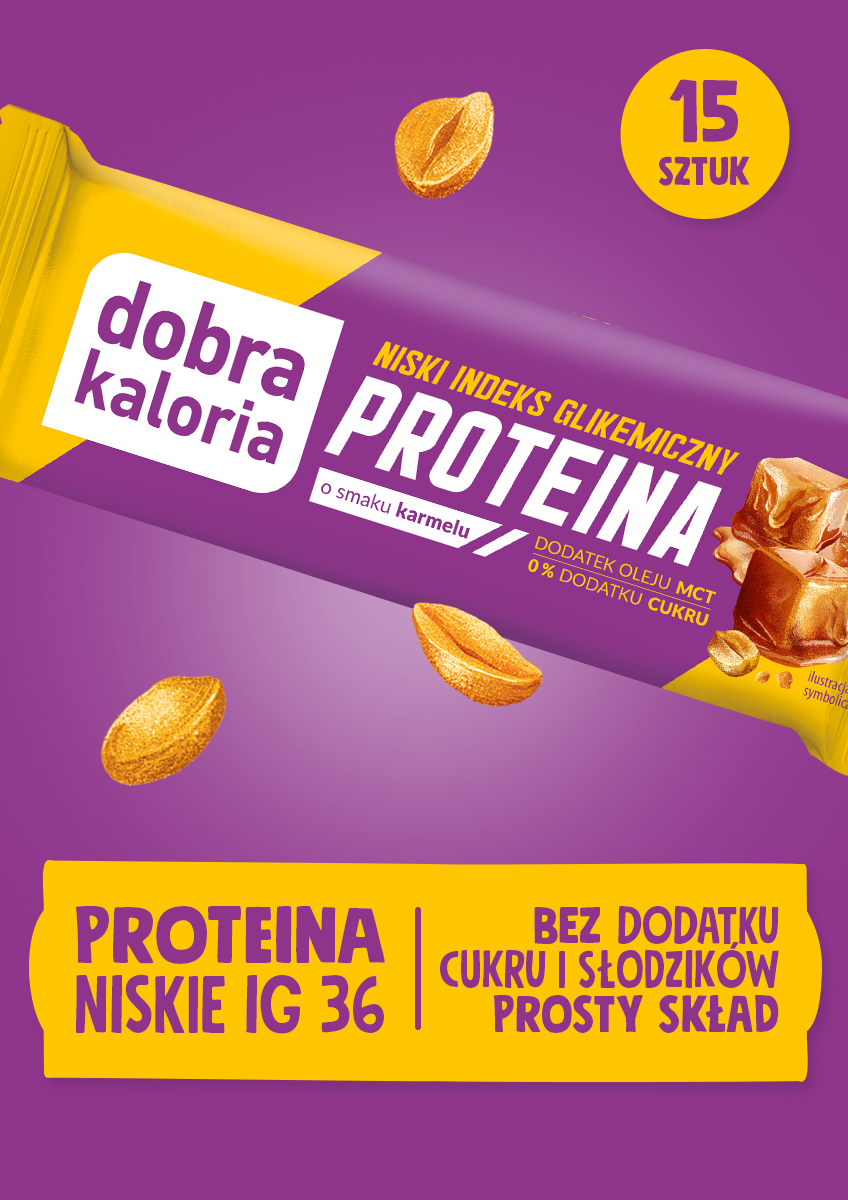 Wszystkie produkty - Baton PROTEIN karmel z niskim IG 15 x 45g - produkt dobrakaloria.pl 1