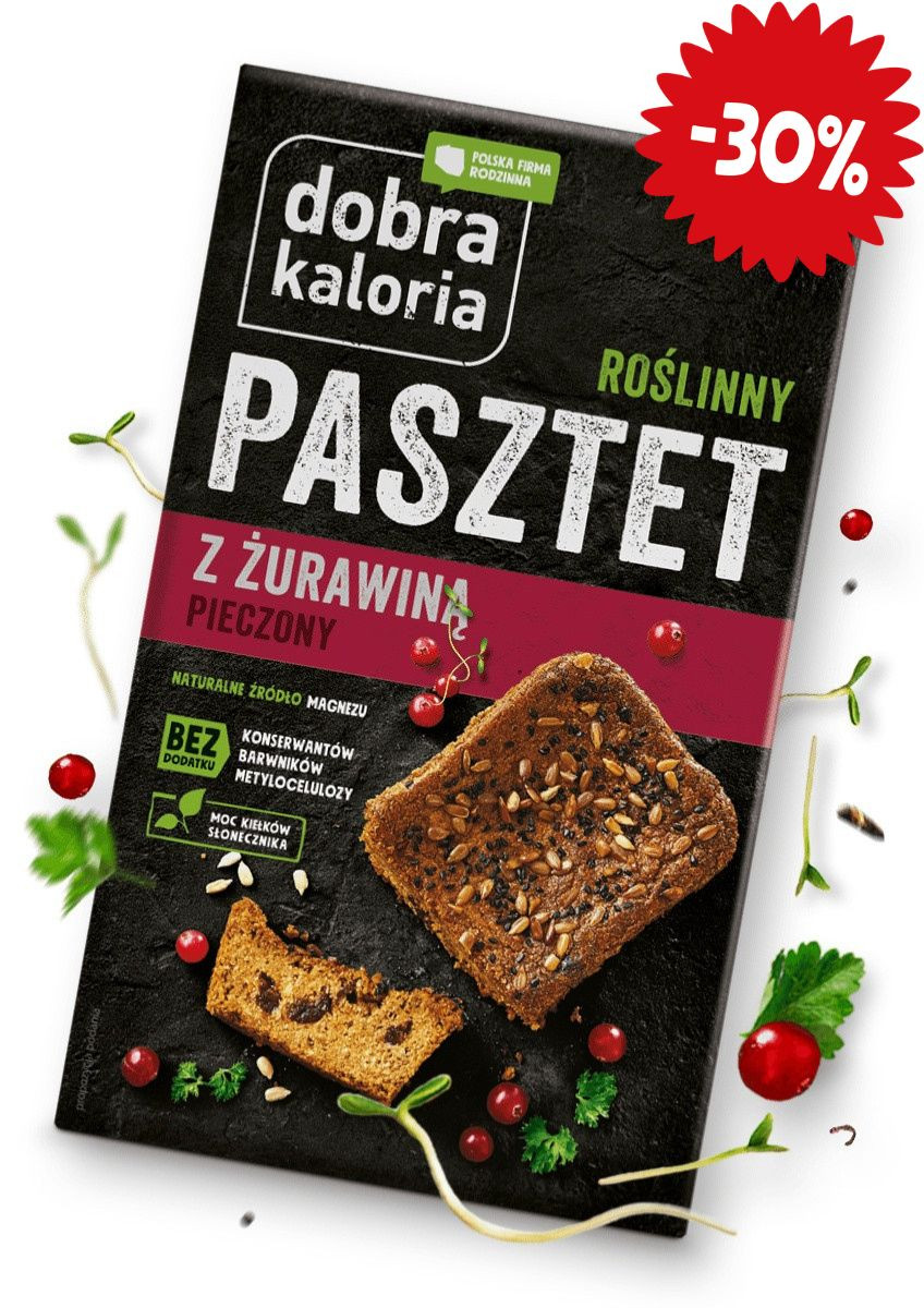 Promocje z krótką datą - Roślinny Pasztet z żurawiną - krótka data - produkt dobrakaloria.pl 1