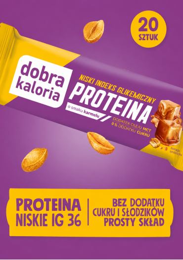 Baton PROTEIN karmel z niskim IG 20 x 45g