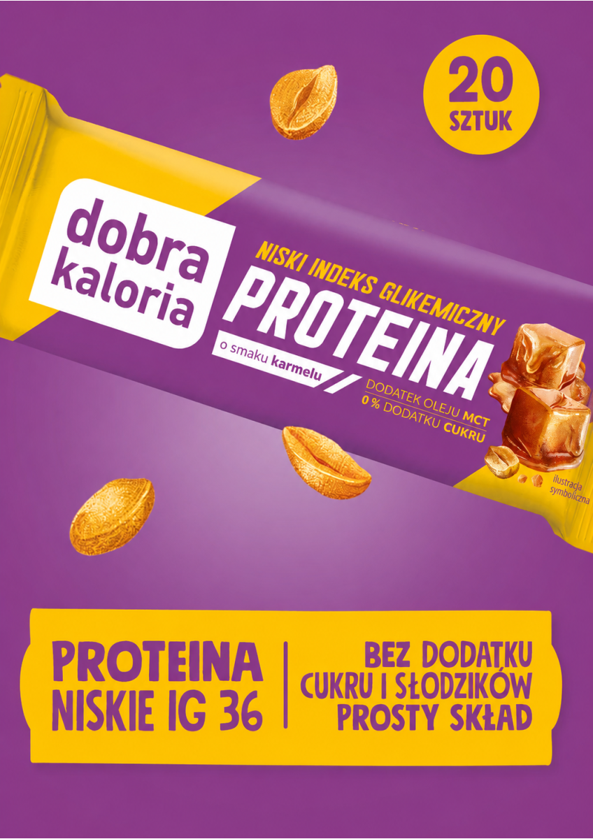 Wszystkie produkty - Baton PROTEIN karmel z niskim IG 20 x 45g - produkt dobrakaloria.pl 1