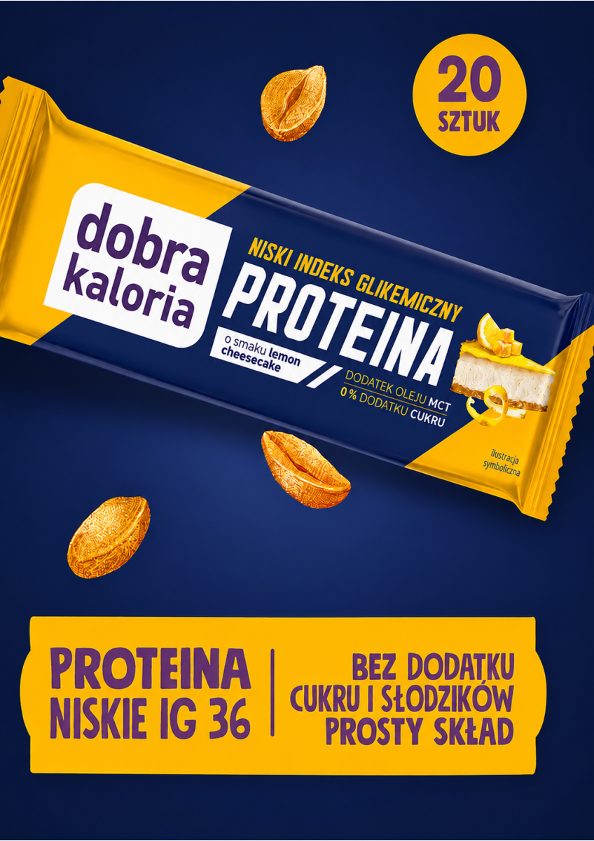 Wszystkie produkty - Baton PROTEIN lemon cheesecake z niskim IG 20 x 45g - produkt dobrakaloria.pl 1