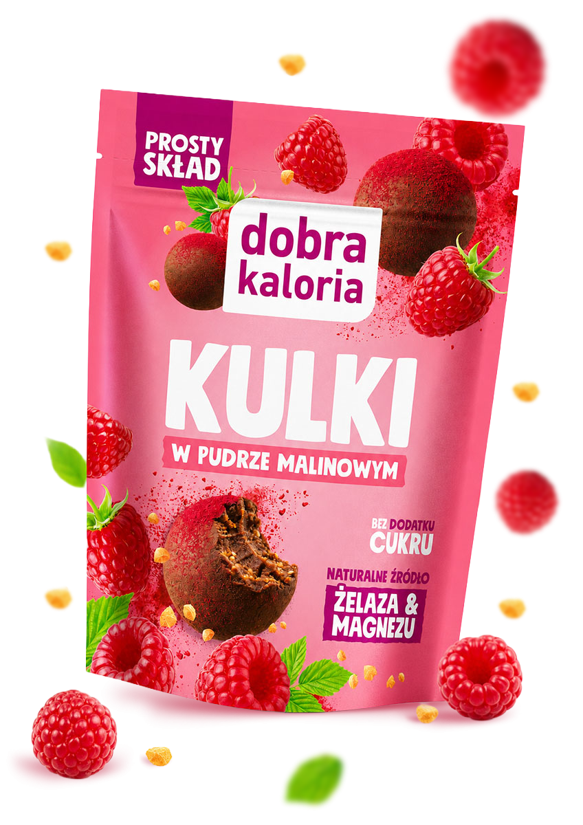 Kulki w pudrze owocowym - Kulki w pudrze malinowym 65 g - produkt dobrakaloria.pl 1